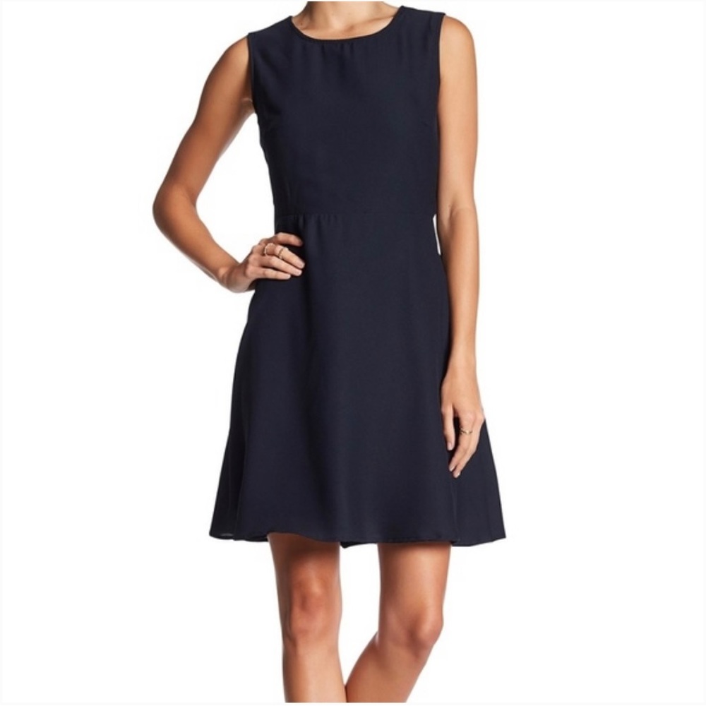 Navy Blue Open Tie Back Dex Dress